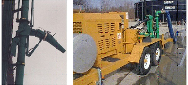 Construction equipment with drill and machinery parts.