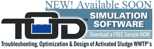 Simulation software advertisement for WWTP design.